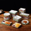 Đĩa sushi gốm có ngăn gia vị hoa văn cổ điển