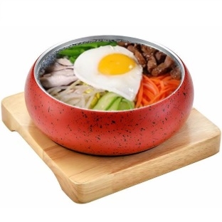 Bát đá bọc kim loại dáng bầu màu đỏ