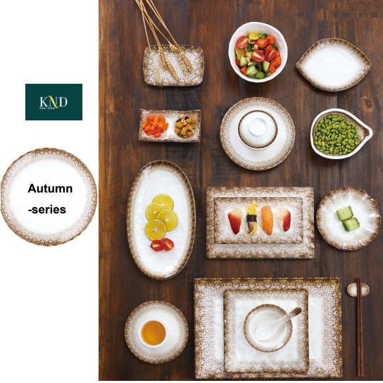 Bộ melamin viền nâu mùa thu